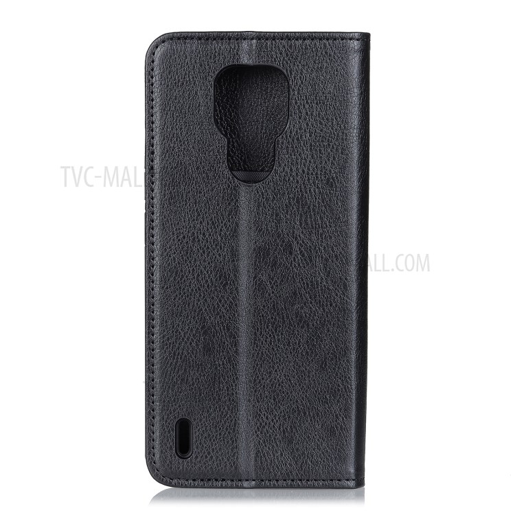 Auto-absorbed Litchi Grain TPU + Split Leather Phone Shell for Motorola Moto E7 - Black-3