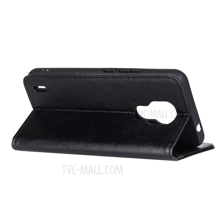 Auto-absorbed Litchi Grain TPU + Split Leather Phone Shell for Motorola Moto E7 - Black-4