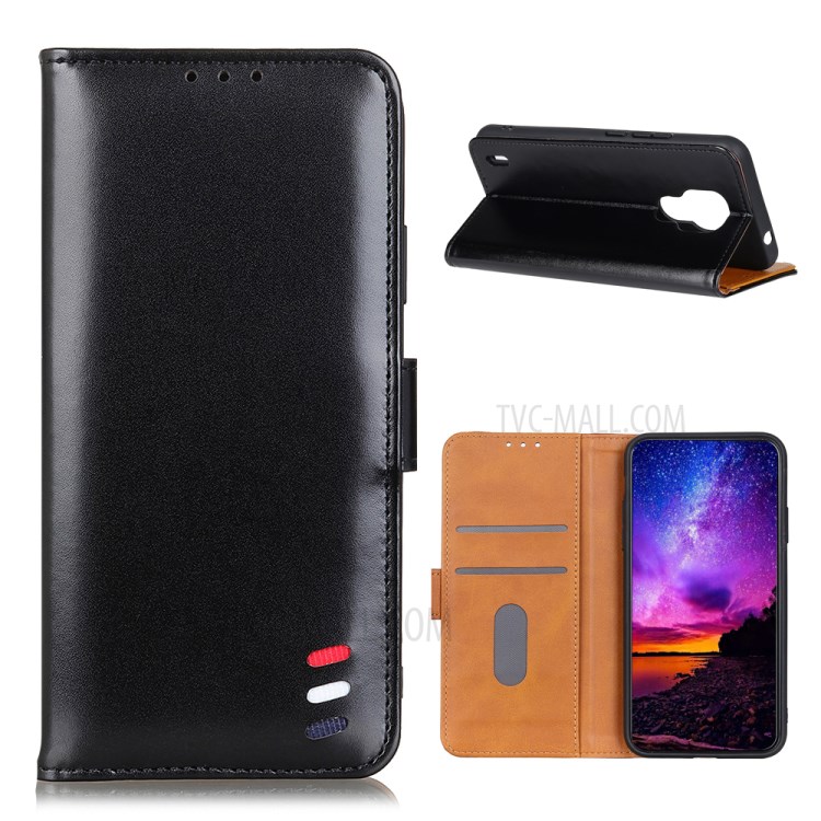 Stand Wallet Leather Phone Shell for Motorola Moto E7 - Black-1