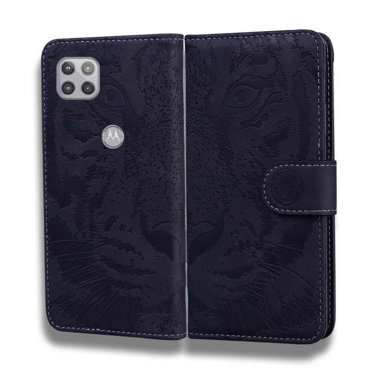Stand Case Imprinted Tiger Pattern Wallet Leather Cover for Motorola Moto G 5G - Black-3