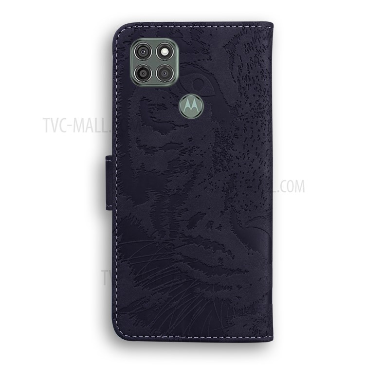 Stand Case for Motorola Moto G9 Power Imprinted Tiger Pattern Wallet Leather Shell - Black-2