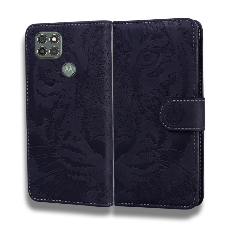 Stand Case for Motorola Moto G9 Power Imprinted Tiger Pattern Wallet Leather Shell - Black-3