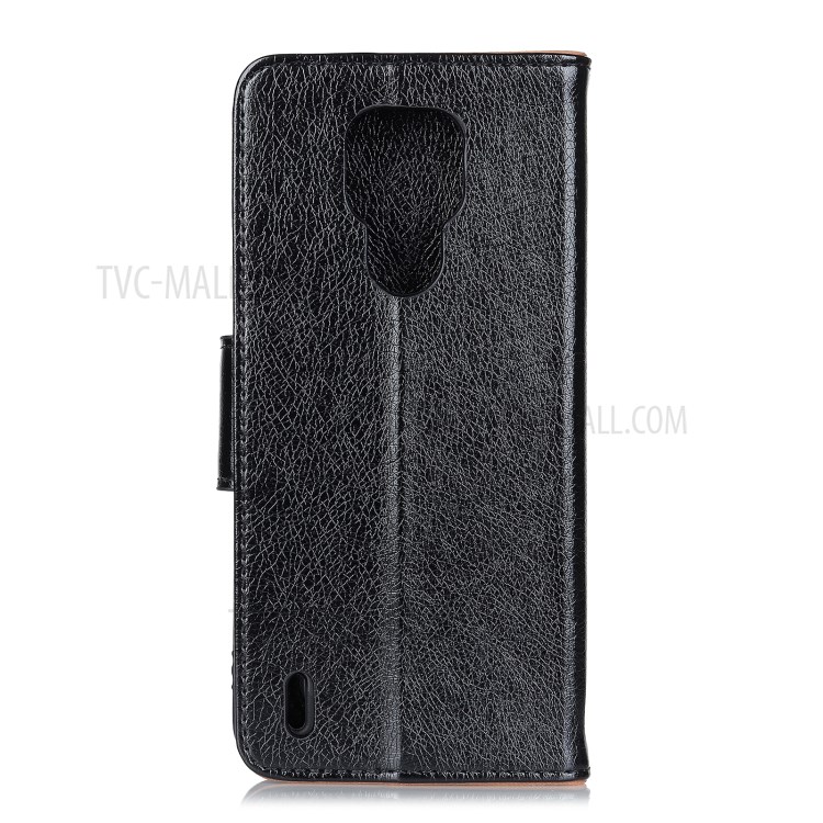 Nappa Texture TPU + Split Leather Wallet Cell Phone Cover for Motorola Moto E7 - Black-3
