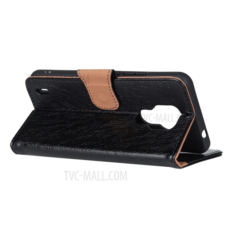 Nappa Texture TPU + Split Leather Wallet Cell Phone Cover for Motorola Moto E7 - Black-4