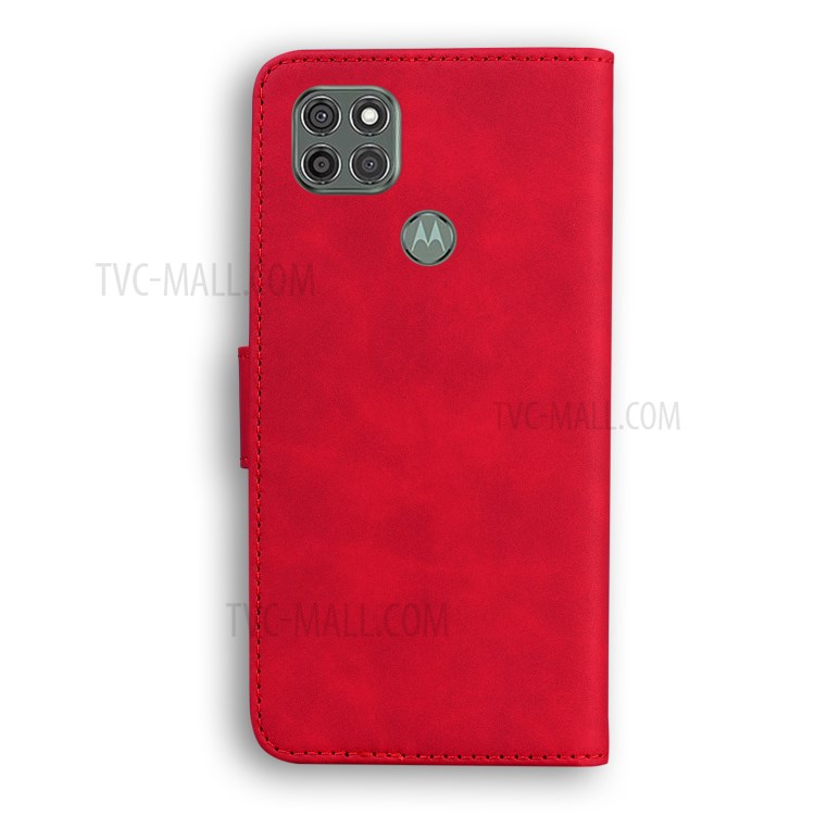 Wallet Stand Plain Leather Phone Case for Motorola Moto G9 Power - Red-2