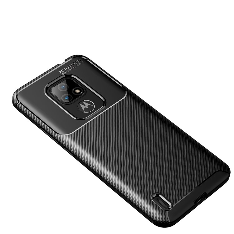 For Motorola Moto E7 2020 Shock Absorption Carbon Fiber Texture TPU Phone Cover Case - Black-10