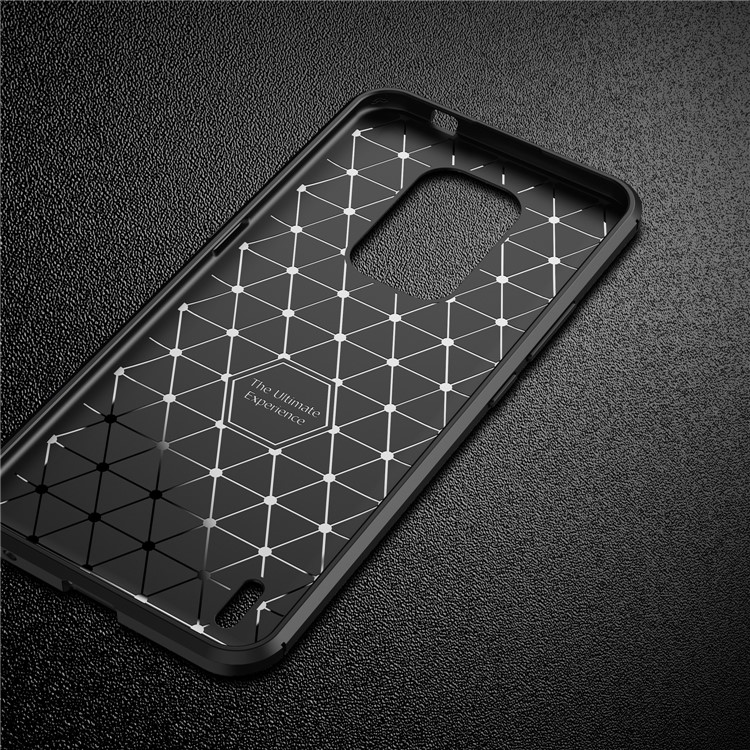 For Motorola Moto E7 2020 Shock Absorption Carbon Fiber Texture TPU Phone Cover Case - Black-18