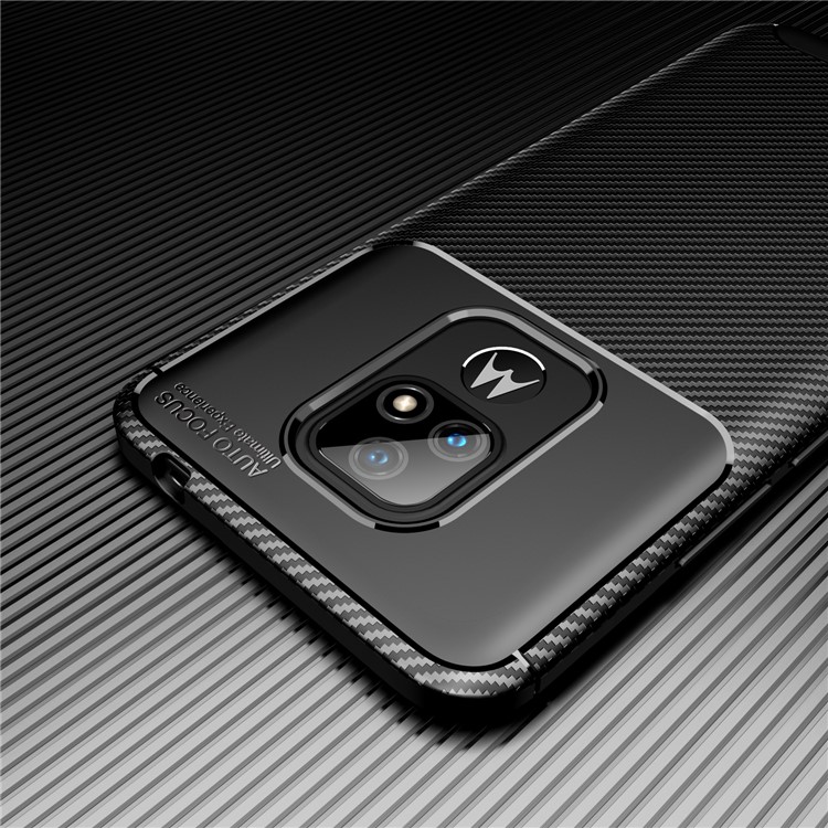 For Motorola Moto E7 2020 Shock Absorption Carbon Fiber Texture TPU Phone Cover Case - Black-20
