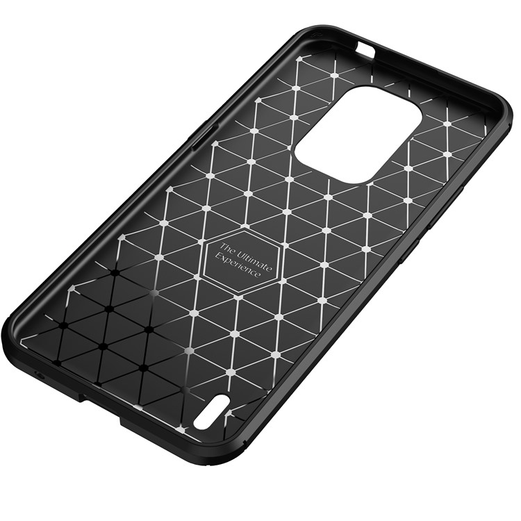 For Motorola Moto E7 2020 Shock Absorption Carbon Fiber Texture TPU Phone Cover Case - Black-7