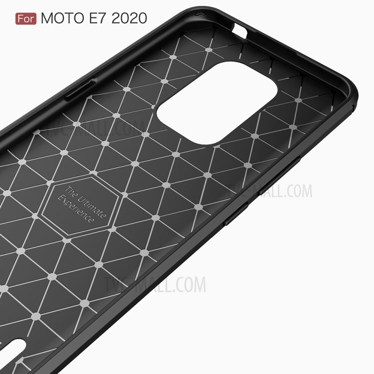 Brushed Carbon Fiber TPU Protector Shell for Motorola Moto E7 2020 Phone Cover - Black-5