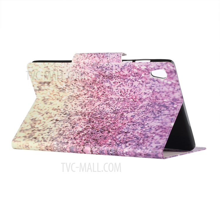 Automatic Sleep/Wake Function Leather Wallet Stand Pattern Printing Protective Case for Lenovo Tab M10 HD Gen 2 X306X - Pink and Yellow Gradient Sequins-3