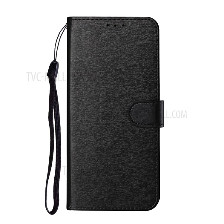 Solid Color Leather Protective Shell Stand Wallet Magnetic Closure Flip Case for Motorola Moto G9 Plus - Black-3