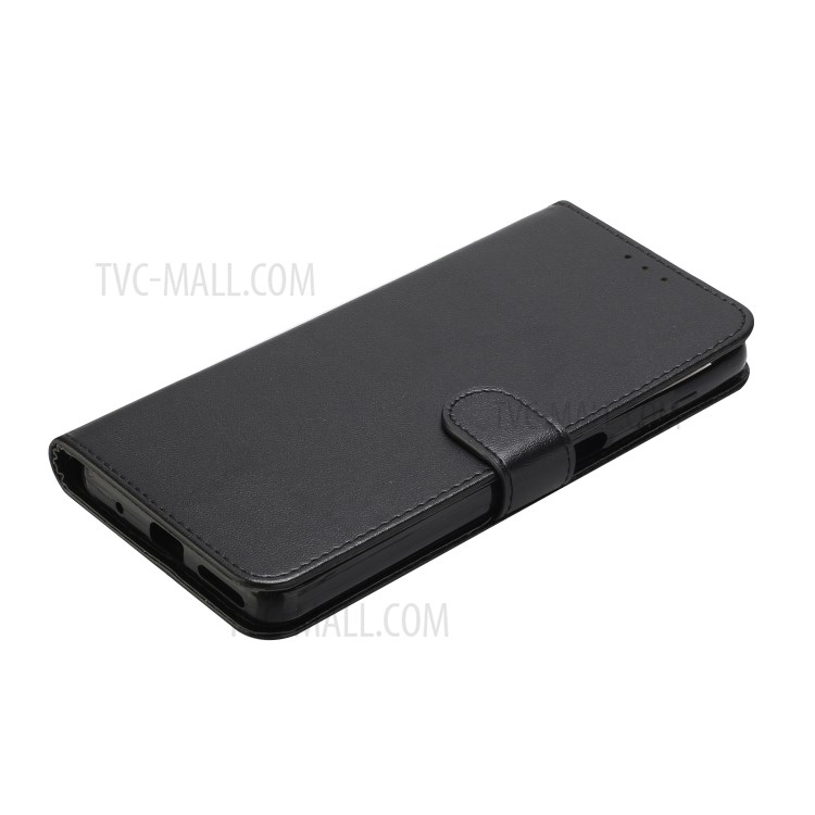 Solid Color Leather Protective Shell Stand Wallet Magnetic Closure Flip Case for Motorola Moto G9 Plus - Black-5