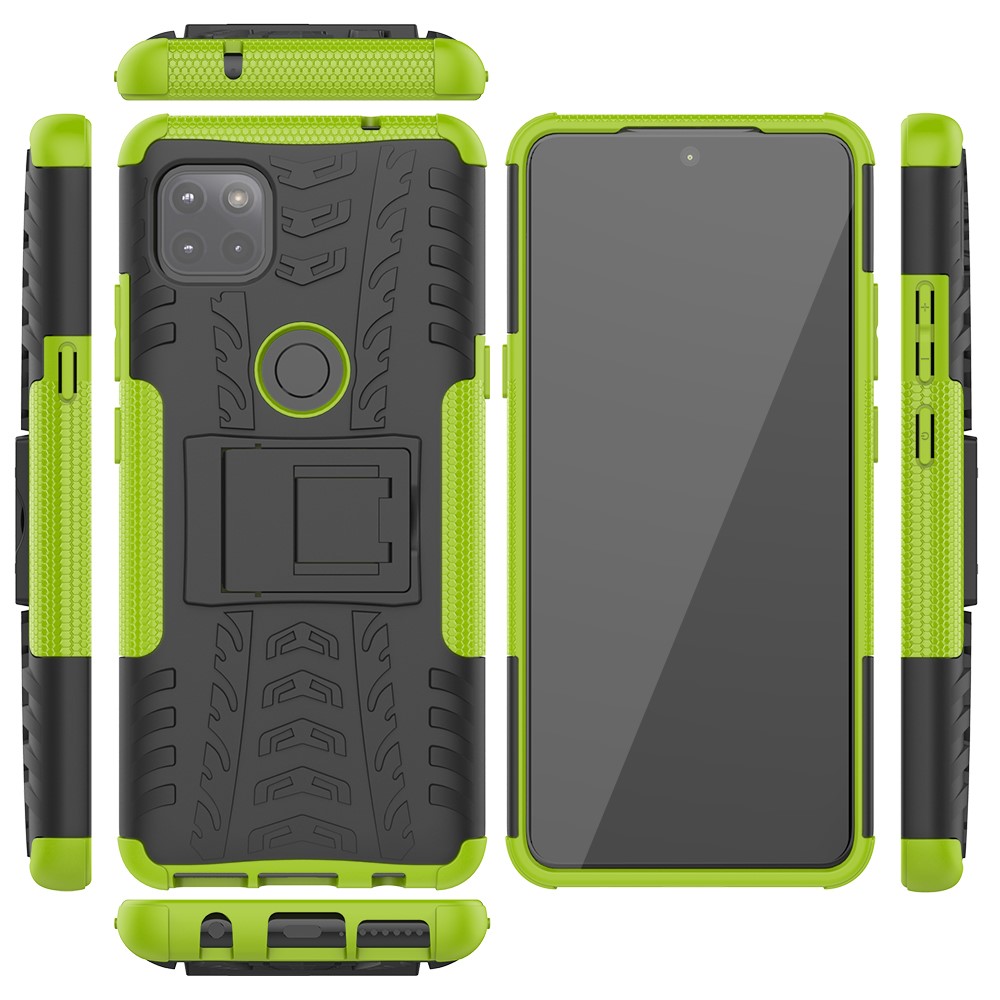 Foldable Kickstand for Motorola Moto G 5G Cool Tyre PC + TPU Hybrid Shell Case - Green-3