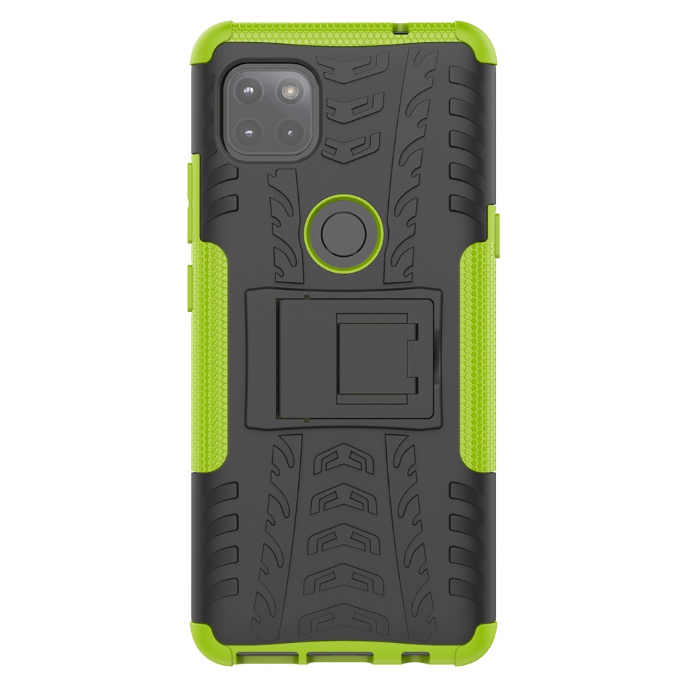 Foldable Kickstand for Motorola Moto G 5G Cool Tyre PC + TPU Hybrid Shell Case - Green-4