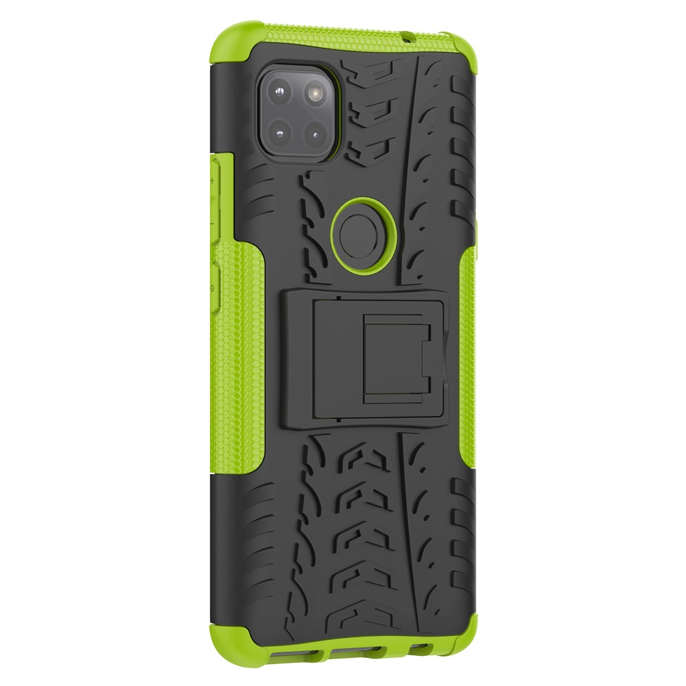 Foldable Kickstand for Motorola Moto G 5G Cool Tyre PC + TPU Hybrid Shell Case - Green-5