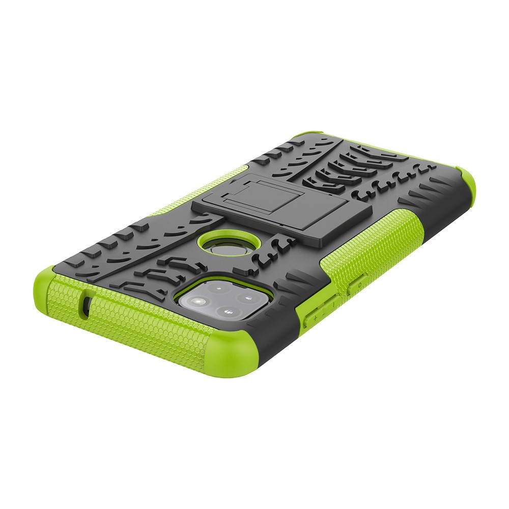 Foldable Kickstand for Motorola Moto G 5G Cool Tyre PC + TPU Hybrid Shell Case - Green-6
