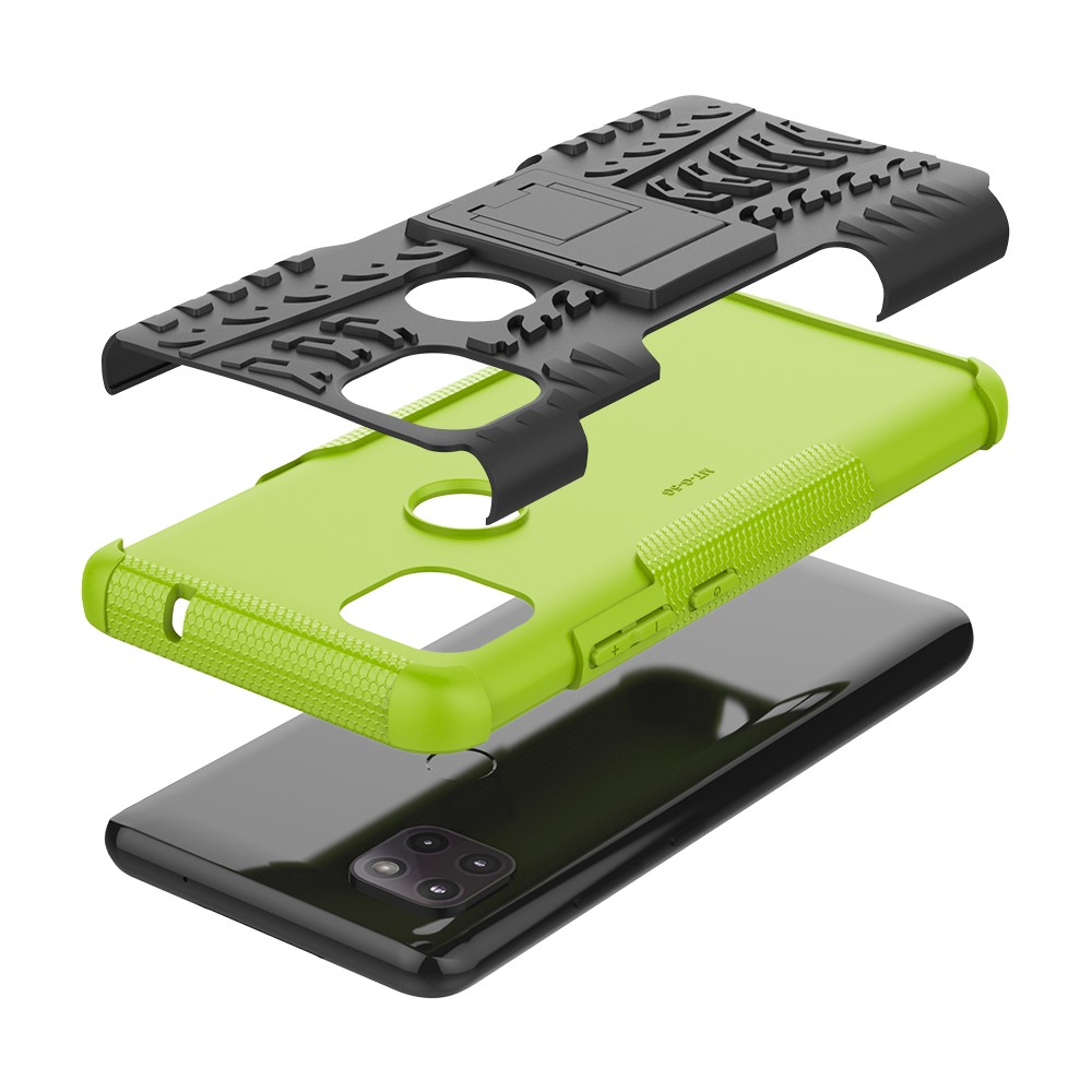 Foldable Kickstand for Motorola Moto G 5G Cool Tyre PC + TPU Hybrid Shell Case - Green-8