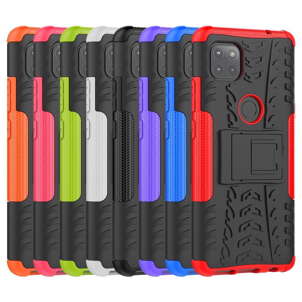 Foldable Kickstand for Motorola Moto G 5G Cool Tyre PC + TPU Hybrid Shell Case - Green-9