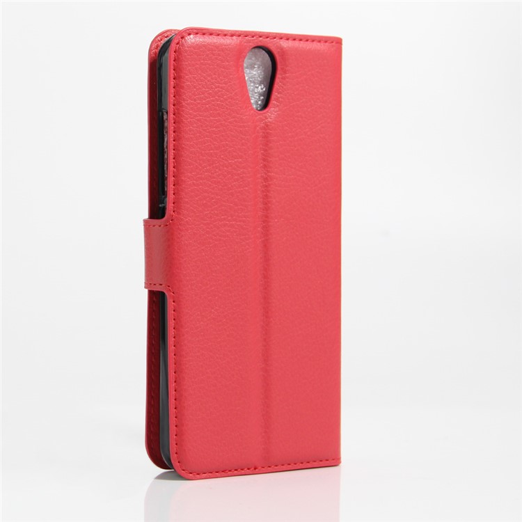 Lychee Leather Card Holder Case for Lenovo Vibe S1 Lite - Red-3
