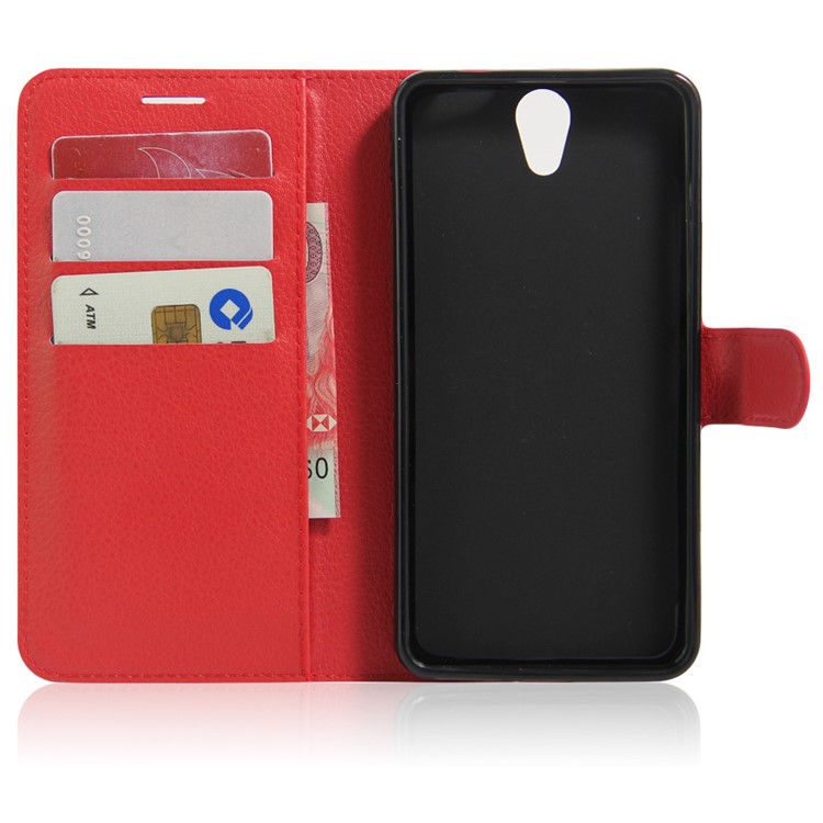 Lychee Leather Card Holder Case for Lenovo Vibe S1 Lite - Red-4
