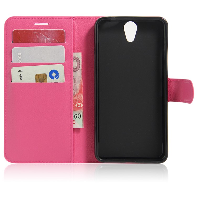 Lychee Leather Card Holder Cover for Lenovo Vibe S1 Lite - Rose-4