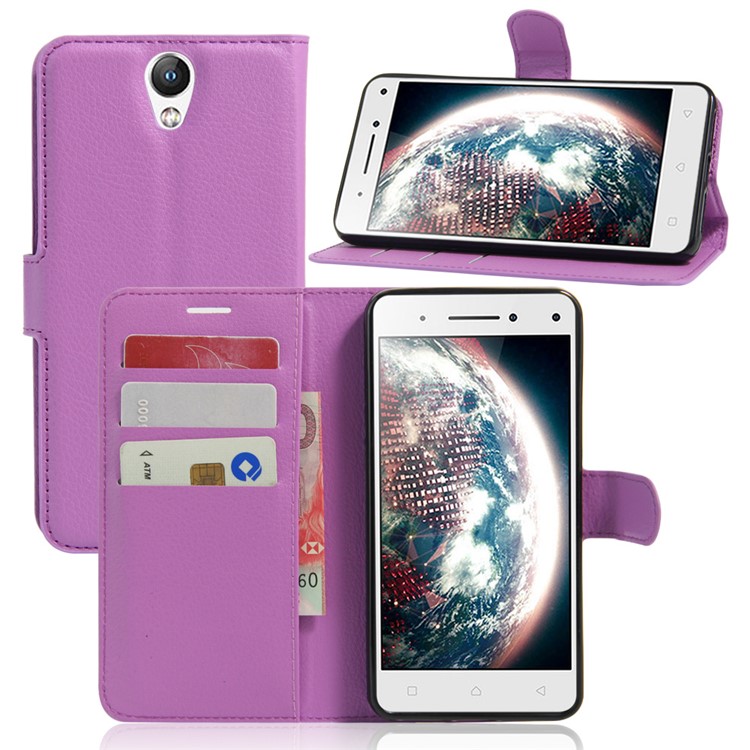 Lychee Leather Stand Case for Lenovo Vibe S1 Lite - Purple-1