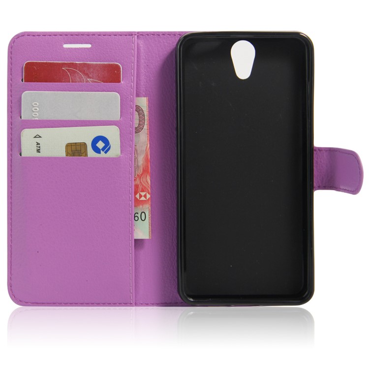 Lychee Leather Stand Case for Lenovo Vibe S1 Lite - Purple-4