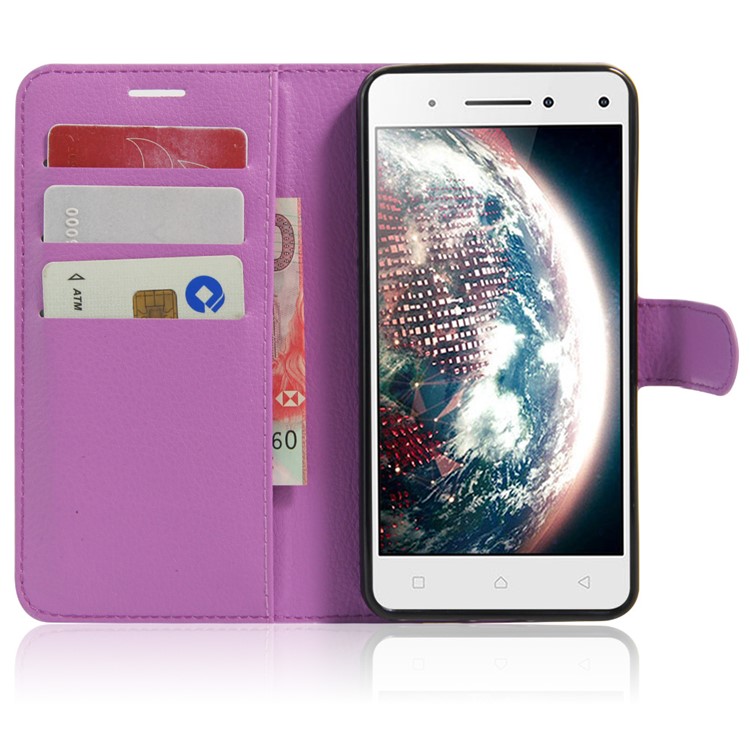 Lychee Leather Stand Case for Lenovo Vibe S1 Lite - Purple-5