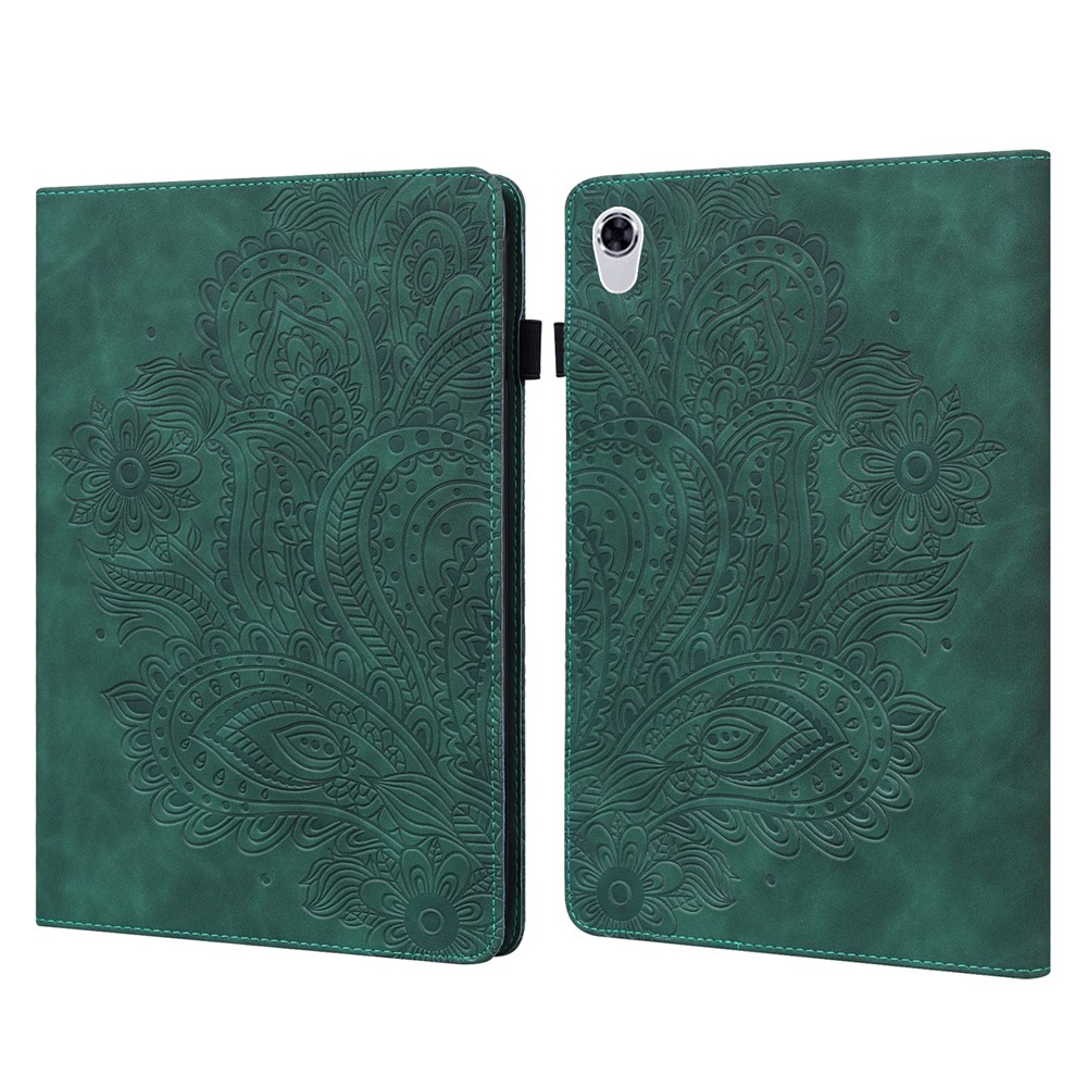 Modèle De Fleurs Imprimées Portefeuille En Cuir Stand Tablet Shell De Protection Pour Lenovo Tab M10 HD Gen 2 - Vert-1