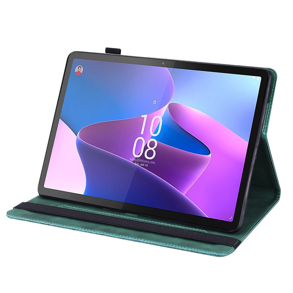 Modèle De Fleurs Imprimées Portefeuille En Cuir Stand Tablet Shell De Protection Pour Lenovo Tab M10 HD Gen 2 - Vert-2