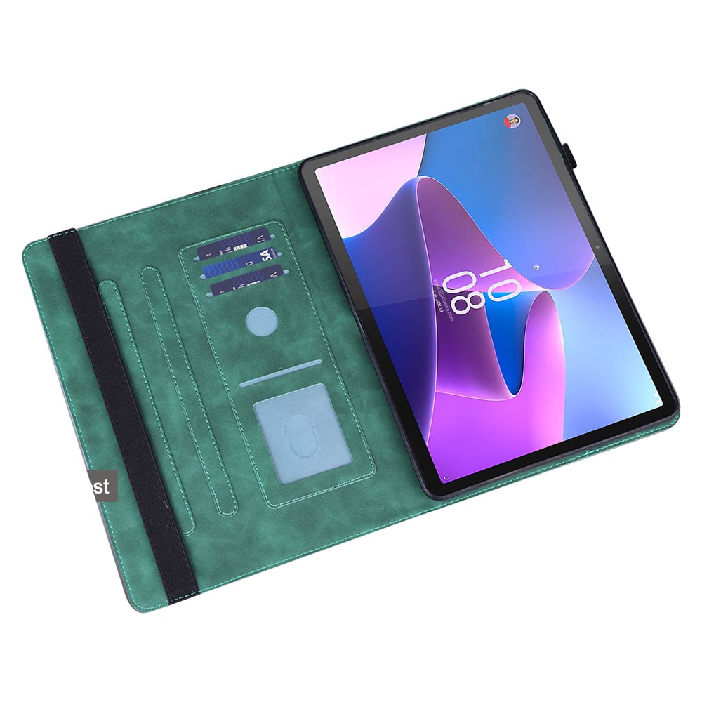 Modèle De Fleurs Imprimées Portefeuille En Cuir Stand Tablet Shell De Protection Pour Lenovo Tab M10 HD Gen 2 - Vert-3