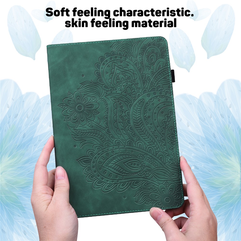 Modèle De Fleurs Imprimées Portefeuille En Cuir Stand Tablet Shell De Protection Pour Lenovo Tab M10 HD Gen 2 - Vert-4