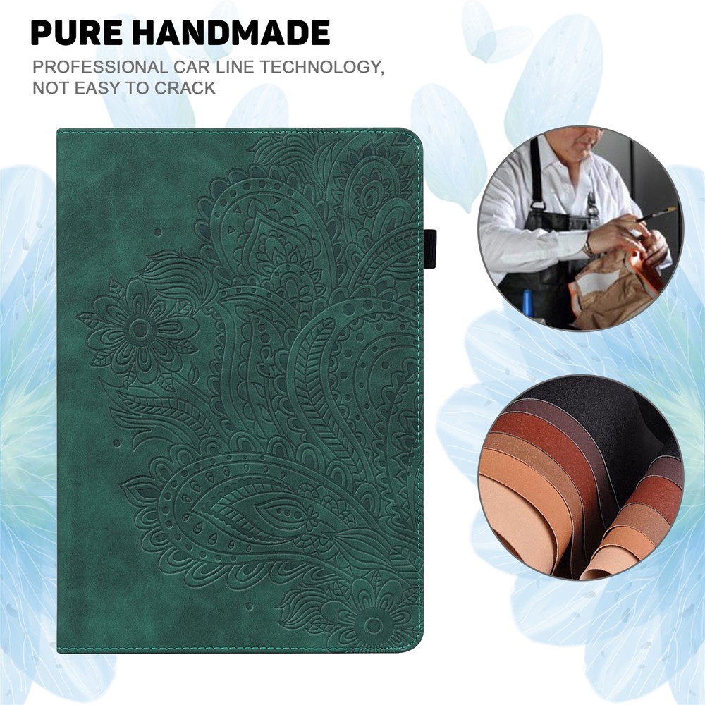 Modèle De Fleurs Imprimées Portefeuille En Cuir Stand Tablet Shell De Protection Pour Lenovo Tab M10 HD Gen 2 - Vert-5