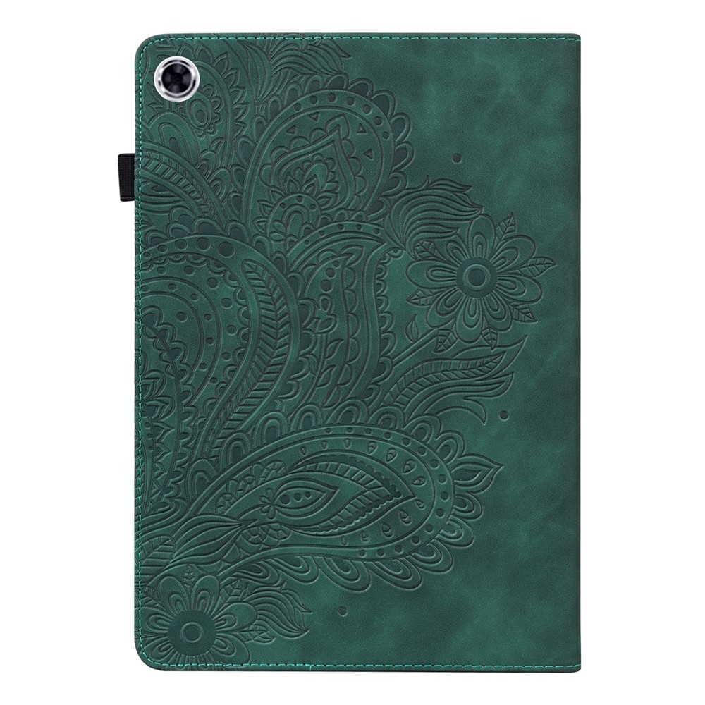 Imprinted Flower Pattern Leather Wallet Stand Tablet Protective Shell for Lenovo Tab M10 FHD Plus X606F - Green-2