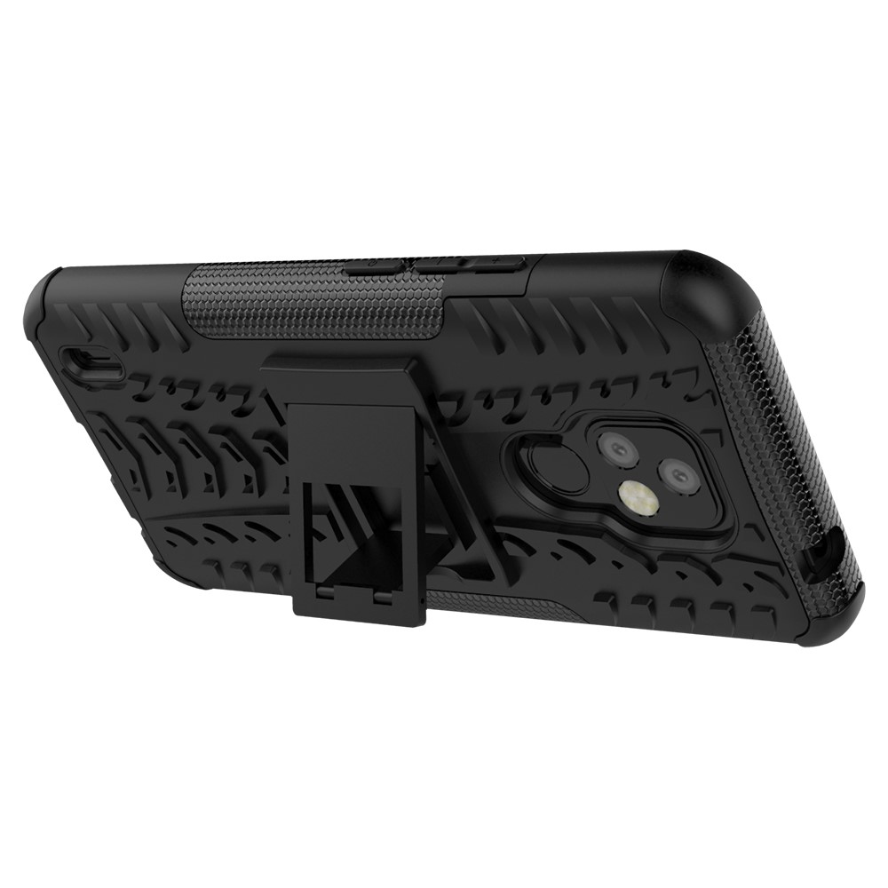 Foldable Kickstand for Motorola Moto E7 Cool Tyre PC + TPU Hybrid Shell Case - Black-5