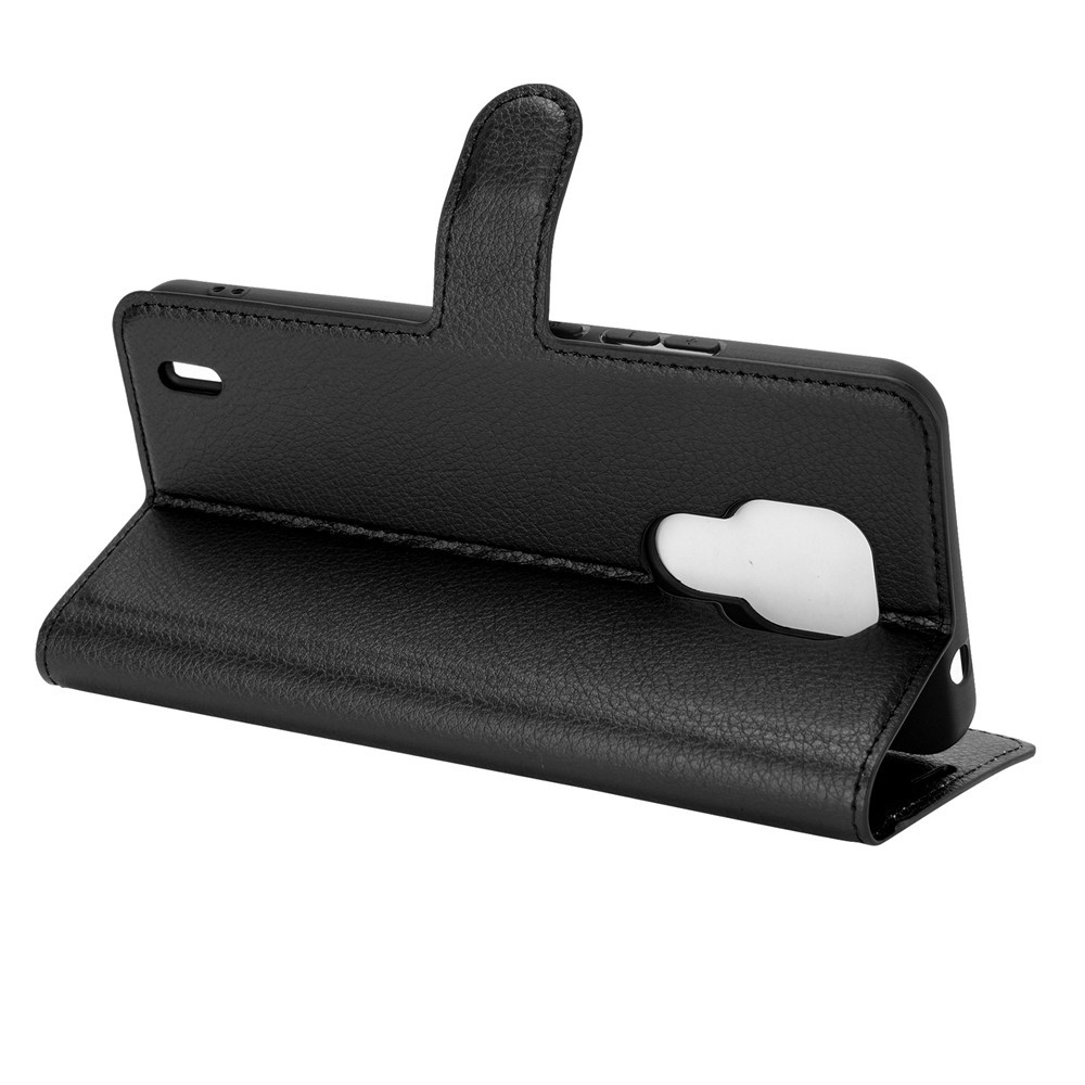 Litchi Texture Leather Phone Protective Cover with Wallet Stand Design for Motorola Moto E7 - Black-5