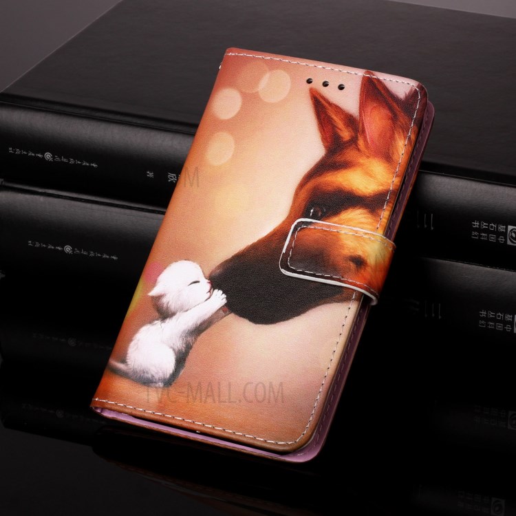 Pattern Printing Leather Wallet Stand Case for Motorola Moto E7 - Dog Kiss-6