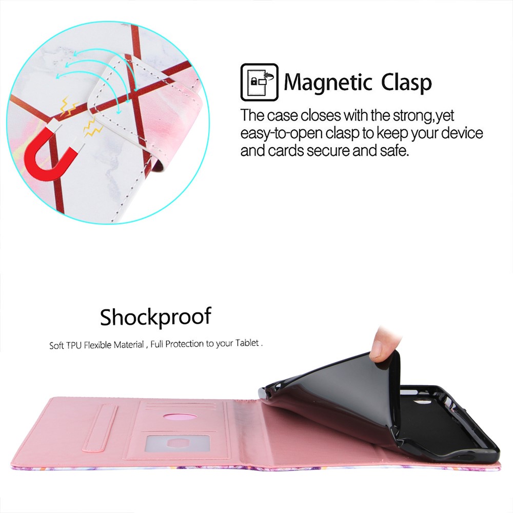 Shockproof Splicing Marble Pattern Printing Protective Tablet Case for Lenovo Tab M10 HD Gen 2 TB-X306F - Pink/White-10