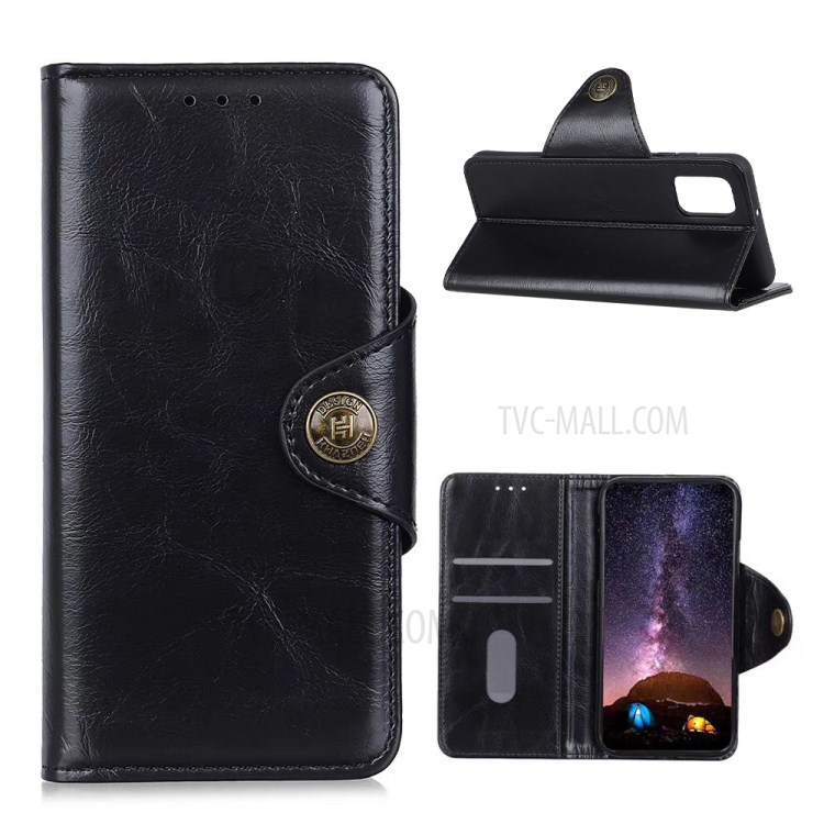 Magnetic Clasp Wallet Stand Design Leather Case Folio Flip Phone Cover for Motorola Moto G Stylus (2021) - Black-1