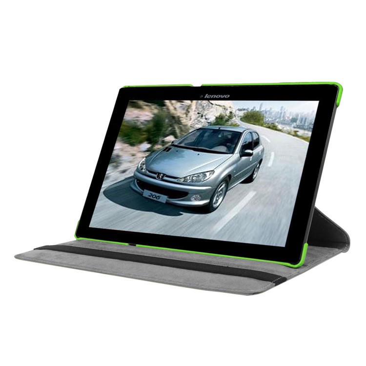 Litchi Leather Protective Case for Lenovo Tab3 10 with Rotary Stand - Green-4