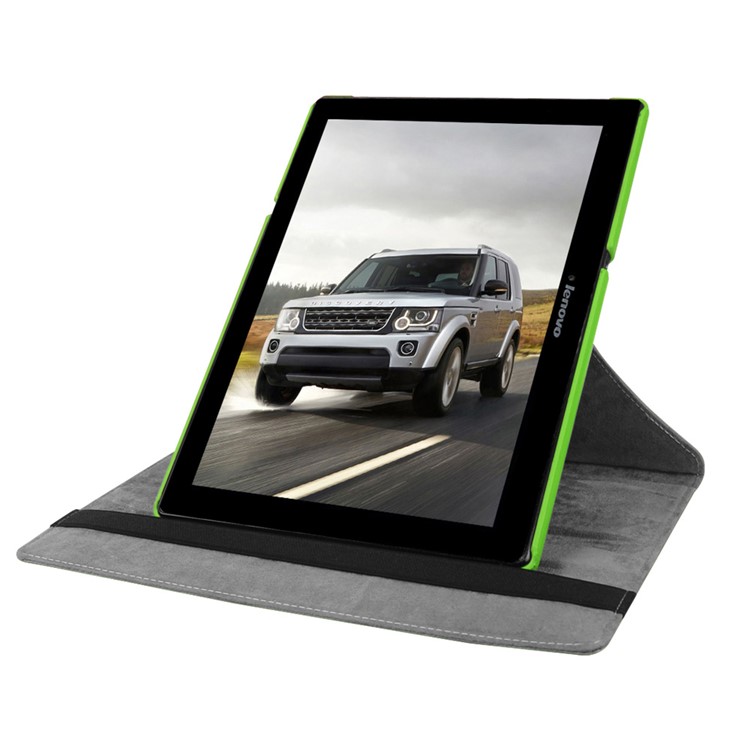 Litchi Leather Protective Case for Lenovo Tab3 10 with Rotary Stand - Green-6