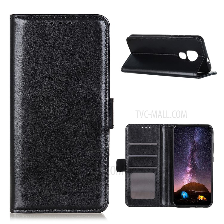 Crazy Horse Skin Leather Phone Protective Shell for Motorola Moto G Play (2021) Wallet Stand Design Case - Black-1
