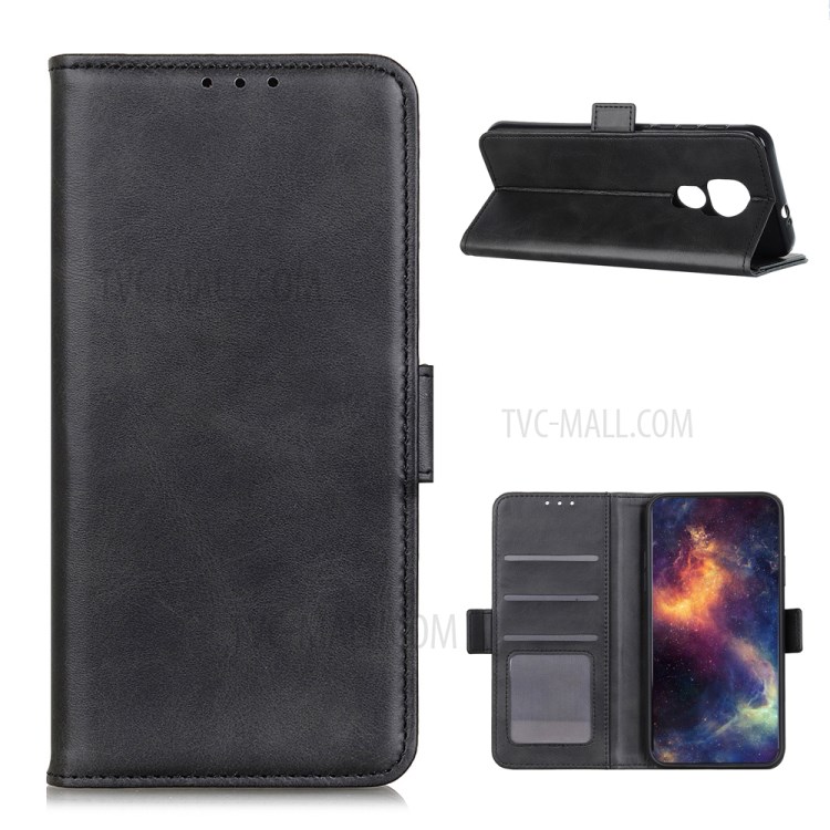 For Motorola Moto G Play (2021) Side Magnetic-Absorbed Folio Flip Leather Wallet Stand Design Case - Black-1