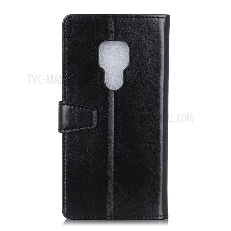 Leather Protective Shell Case for Motorola Moto G Play (2021) Wallet Stand Design Cover - Black-3