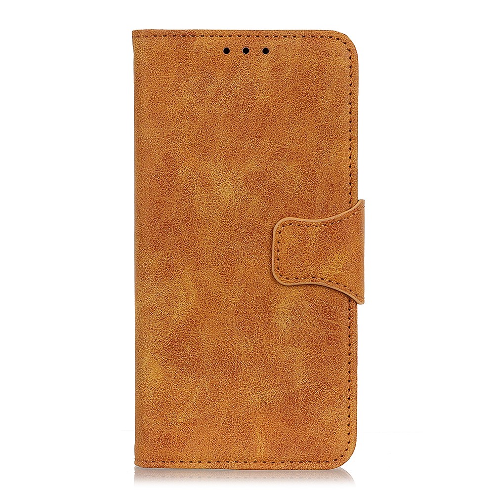 Vintage Split Leather Wallet Stand Case Cover for Motorola Moto G Power (2021) - Brown-9