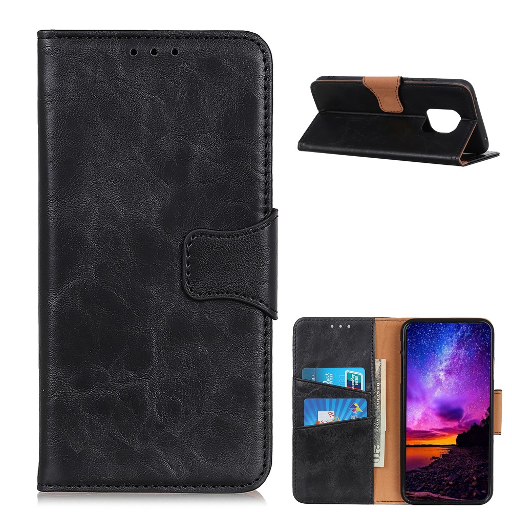 Crazy Horse Texture Leather Cool Design Wallet Stand Phone Case for Motorola Moto G Power (2021) - Black-1
