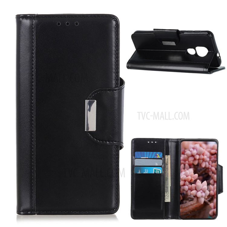 Durable PU Leather + TPU Wallet Stand Protector Phone Cover for Motorola Moto G Play (2021) - Black-1