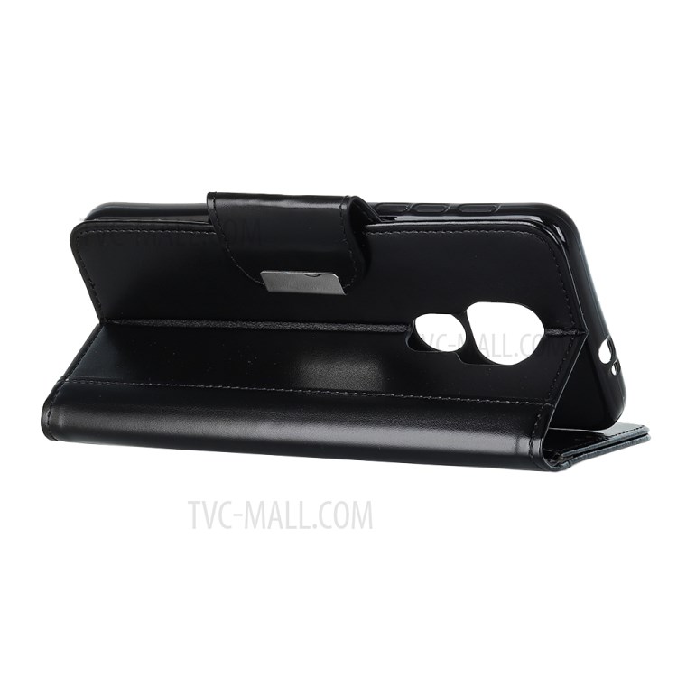 Durable PU Leather + TPU Wallet Stand Protector Phone Cover for Motorola Moto G Play (2021) - Black-11