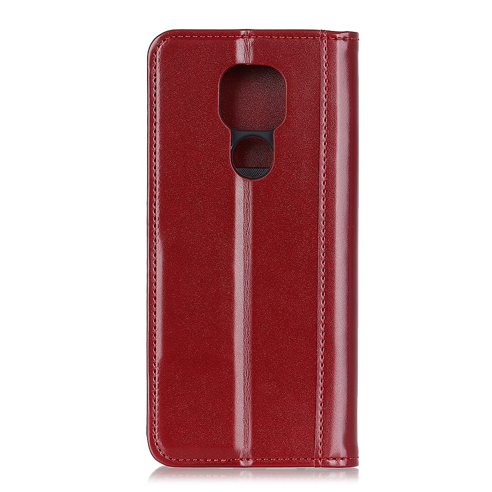 Auto-absorbed Split Leather + TPU Wallet Phone Case for Motorola Moto G Play (2021) - Red-7